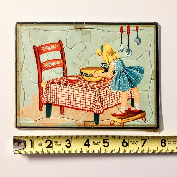 Set 4 Vtg Child's Inlay Puzzles (5.5" x 7.5", Est. 1950s) ~ Goldilocks & 3 Bears - Picture 4 of 12